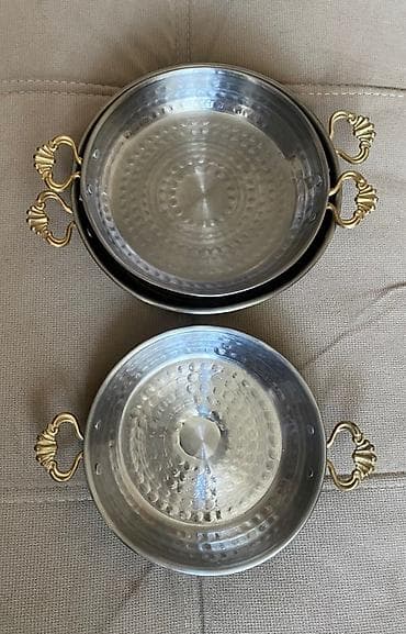 Tava-qazan: Tava, rəng - Gümüşü, Paslanmayan polad, 22 sm, Türkiyə — 2