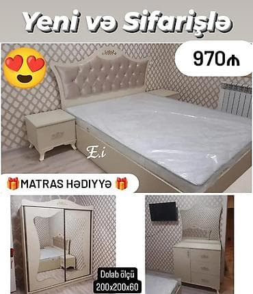 Yataq otağı dəsti – Yeni və sifarişlə Qiymət: 970 ₼ Hədiyyə: Matras