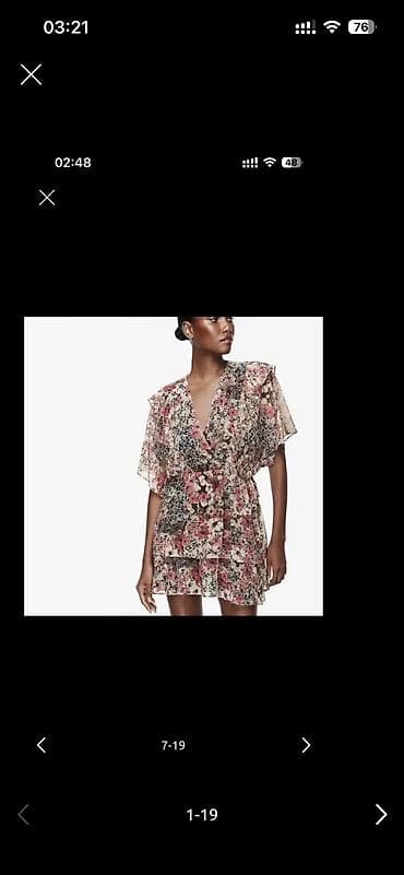 Босоножки, сандалии, шлепанцы: Məhsul: ZARA qadın paltarı - Model: Çiçək naxışlı, büzgülü kəmərli və — 1