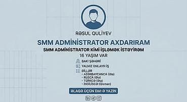 İş: SMM administrator xidməti Rəsul Quliyev – SMM administrator kimi — 1