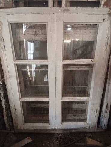 60*60 asma tavan: Taxta pəncərə,çərçivəsi - Material: kütləvi taxta - Rəng: ağ (boyalı) — 1