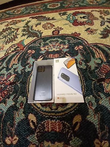 huawei telefonlari: Huawei Nova Y61, 64 GB, rəng - Qara, Qırıq — 1
