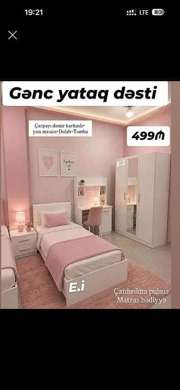oglanlara hediyye: Gənc yataq dəsti Tərkibi: - Dəmir karkaslı çarpayı - Yazı masası — 1