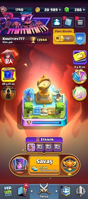 Clash Royale hesabı – yüksək trofey və maksimal səviyyəli kartlar -