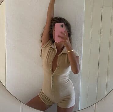 türk istehsalı olan qadın şubaları: Tulum, S, rəng - Bej — 1