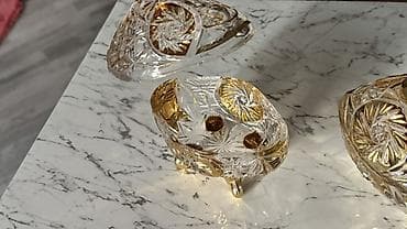 konfet qabı: Məhsul: Kəsimli kristal 24k qızıl suyuna çekilmiş qapaqlı qablar (2 — 4