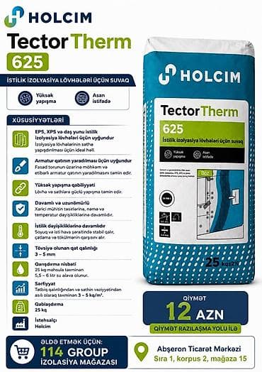 su dashi: Holcim TectorTherm 625 – istilik izolyasiya lövhələri üçün suvaq - — 1