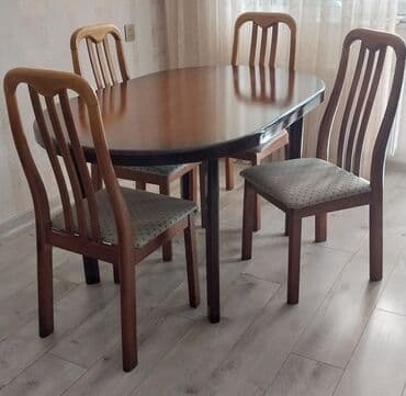 Qonaq otağı üçün, İşlənmiş, Açılmayan, Oval masa, 6 stul