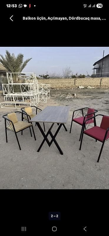 metbex stulu: Mətbəx üçün, Yeni, Açılmayan, Dördbucaq masa, 2 stul — 4