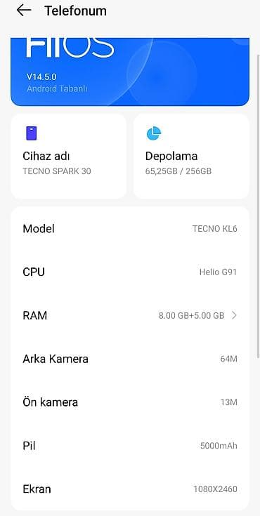 iphone 6s kredit: Tecno Spark, 256 GB, rəng - Qara — 9