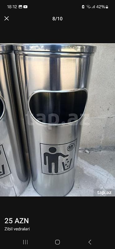 Tullantı qabları: Paslanmayan poladdan kül qablı zibil qutuları - Material: cilalanmış — 4