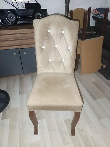 calışma stulu: Zərif dizaynlı yumşaq yemək otağı stulu 8ededi - Material: məxməri — 1