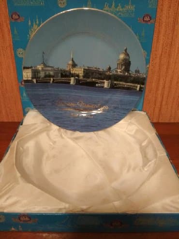 вешалка настенная: Тарелки, 1 шт., цвет - Голубой, Фарфор, Россия — 1