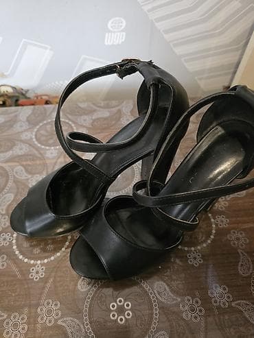 Tuflilər: Qadın yüksək dabanlı sandal – qara rəng az islenmis. real alana — 4