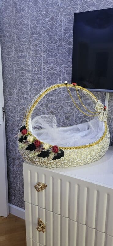 хонча на нишан: Xonça və nişan dəsti – əl işi, zərif dekorlarla - Böyük xonça qutusu — 2