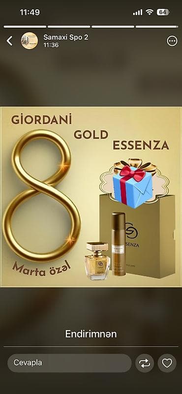 Giordani Gold Essenza hədiyyə dəsti - Brend: Oriflame Giordani Gold