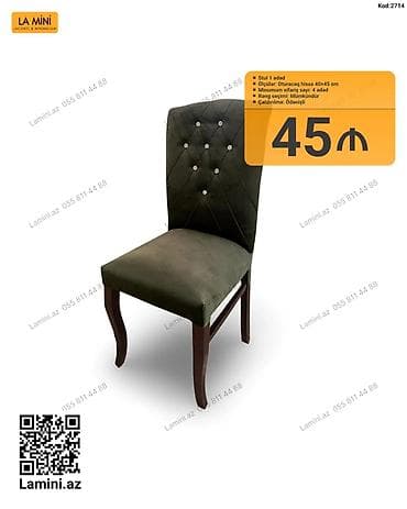 balkon stul: LA MINI yumşaq oturacaqlı masa stulu - Model kodu: 2714 - 1 ədəd stul — 1