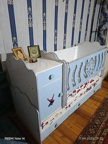 Uşaq mebeli: Oğlan və qız üçün, Dördbucaq, Beşik, Dəstsiz, Matras ilə, Yellənmə mexanizmsiz — 2