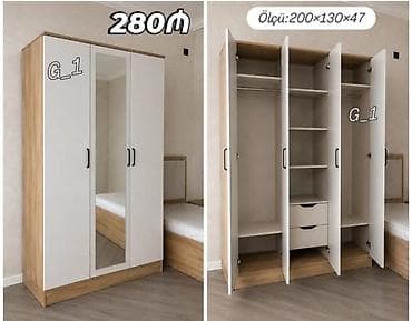 bal: Üç qapılı paltar dolabı - Ölçü: 200 × 130 × 47 sm (şəkildə — 1