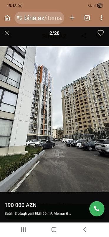 3 otaqlı, Yeni tikili, 66 kv. m