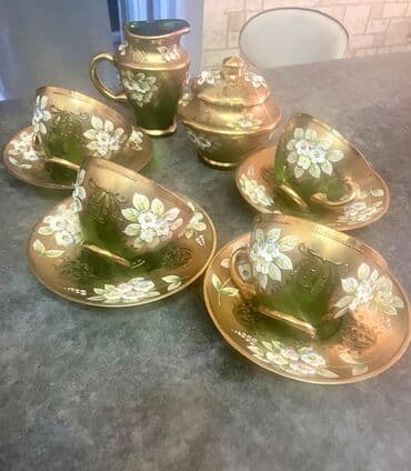 gehve: Çay dəsti, rəng - Yaşıl — 1