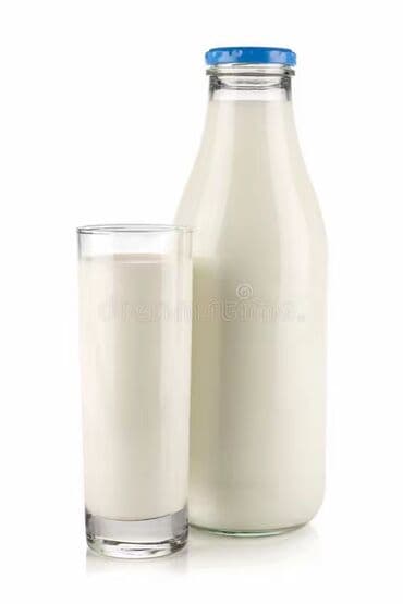 Təbii inək südü(70l) - Şüşə qabda, mavi qapaqlı praktiki bağlanma -