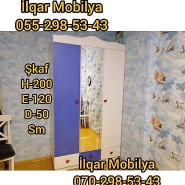 Düz dolab, Yataq otağı üçün, Paltar üçün, Açılan, Quraşdırıla bilən, 3 qapılı