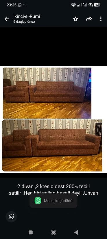 2 divan2 kreslo dest 200₼ tecili satilir .Hec biri acilan bazali