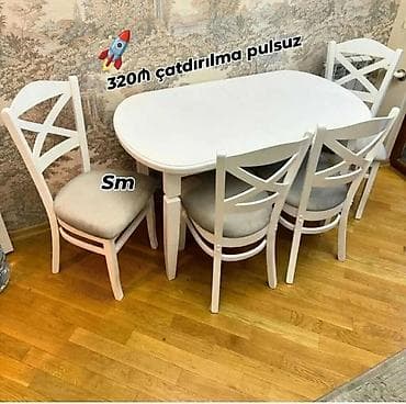 Oval masa, 4 stul