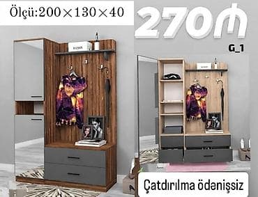 şifoner: Dəhliz üçün çoxfunksiyalı dolab-komplekt - Ölçü: 200 × 130 × 40 sm - — 1