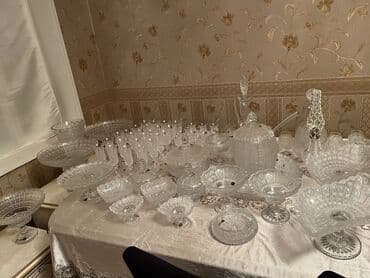 yuxuda qab qaşıq yumaq: Kristal süfrə dəsti - Zərif naxışlı, kəsim ornamentli iri kristal — 1