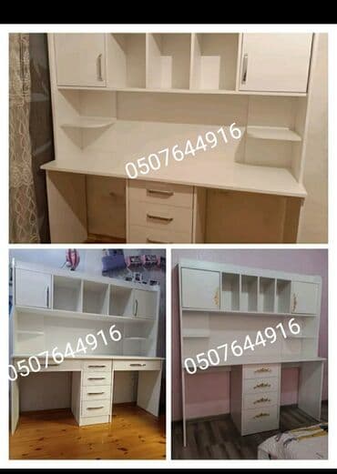 письменный стол с полками: Düz masa, Stulsuz, Polkalı, Siyirməli, Mat laminat — 2