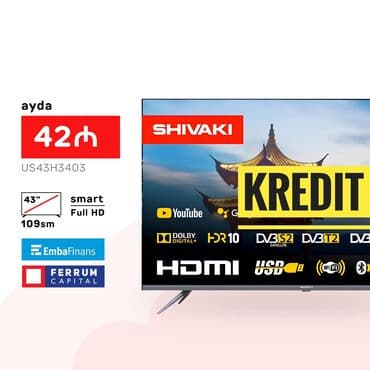 televizor 2 ci el: Yeni Televizor Shivaki Led 43" FHD (1920x1080), Pulsuz çatdırılma — 1