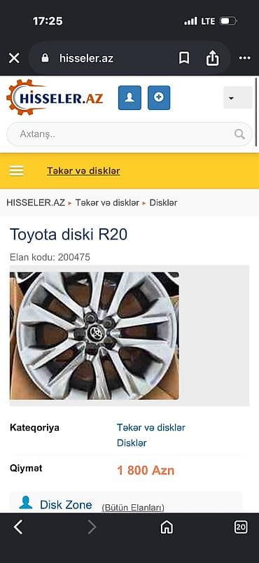 byd diskleri: Yeni Disk Toyota R 20, 5 Boltlu — 3