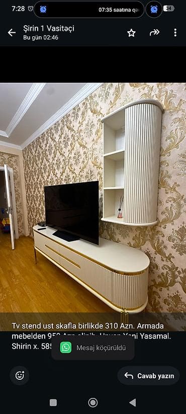 mebel alan: Tv stend ust skafla birlikde 310 Azn. Armada mebelden 950 Azn alinib — 1