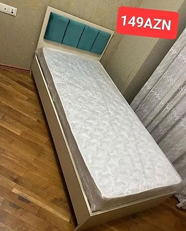 Tək nəfərlik çarpayı və döşək dəsti. - Rəng: krem korpus, başlıqda lalafo.az -da Tək nəfərlik çarpayı və döşək dəsti. - Rəng: krem korpus, başlıqda