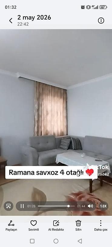 ramanada satilan bina evleri: Ramana sovxoz ərazisində 4 otaqlı mənzil/ev. Xüsusiyyətlər: - Geniş — 2