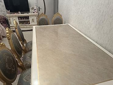 daş soba: Qonaq otağı üçün, Yeni, Açılan, Dördbucaq masa, 8 stul — 4