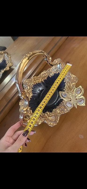 cobalt qablar: Qızılı dekorativ səbət dəsti, Limoges. Bruno Costenaro, Cobalt. Cutu — 3