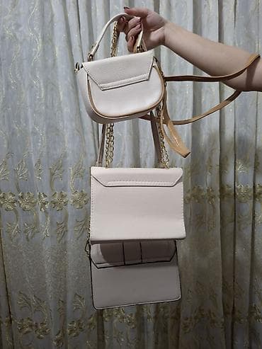 brend çanta: 3 ədəd krem rəngli qadın çantası. 3ü birlikdə 17 azn. İstifadə — 2