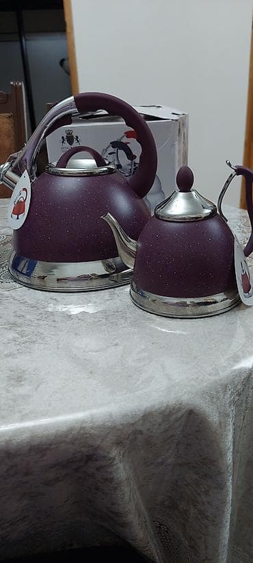 servis: Çay dəsti, rəng - Bənövşəyi, Metal, Türkiyə — 1