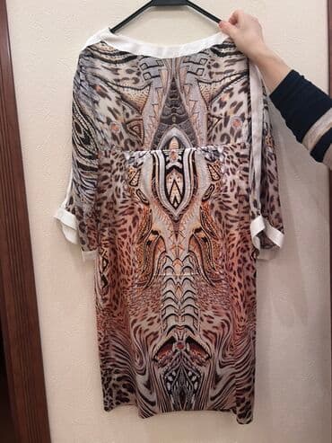 женская шифоновая блуза: Повседневное платье, Миди, M — 1