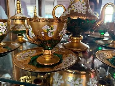 tibet çayı: Çay dəsti, rəng - Qızılı, Şüşə — 4