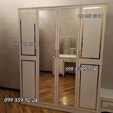 2el dolablar: Ağ rəngli, klassik üslubda 5 qapılı paltar şkafı. Orta hissədə 2 ədəd — 1