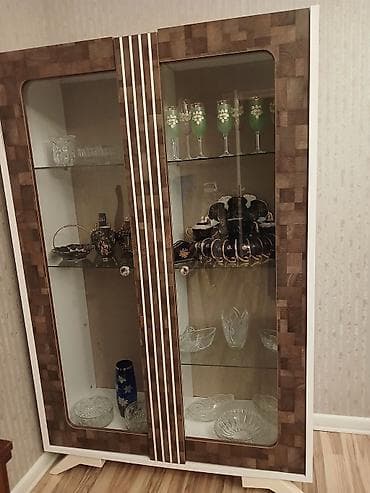 Yemək otağı üçün masa və vitrin dəsti - Üslub: müasir dizayn, ağ — 3