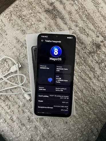iphone 12 az: Honor X6a, 128 GB, rəng - Qara, Barmaq izi, Face ID — 10