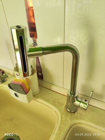 Отделочные материалы: Mətbəx üçün xrom örtüklü tək qollu qarışdırıcı kran - Material — 1