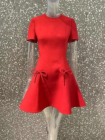 Qadın geyimləri: Qırmızı qısa don – klassik və feminine siluet - M razmer - yenidir heç — 1