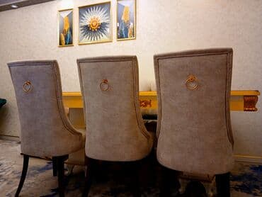 Столы: Для гостиной, Б/у, Нераскладной, Прямоугольный стол, 6 стульев — 4