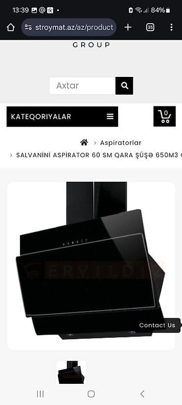 Salvani markasının qara şüşəli 60 sm-lik aspiratoru mətbəxiniz üçün